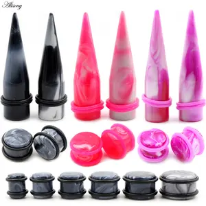 Alisouy 2pcs 10mm-20mm Mixed Color Acrylic Ear Taper Plug Ear Tunnels Gauge Kit Ear Expander Stretcher Set Body Piercing Jewelry