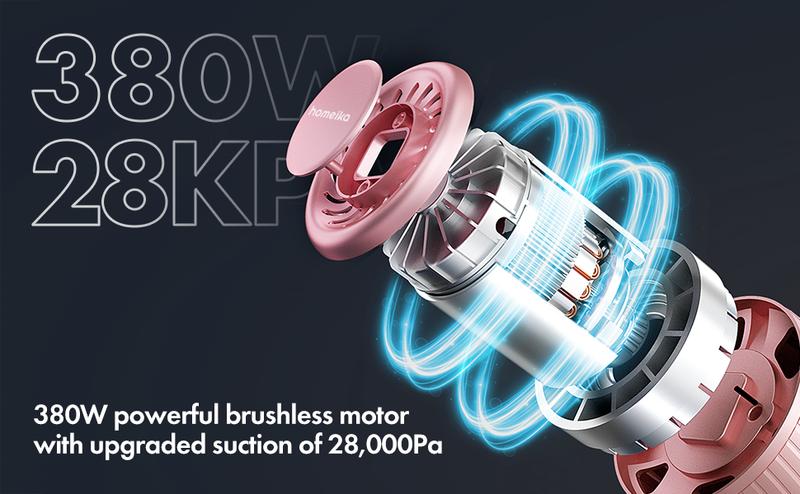 【Homeika 2025 newly upgraded】Trucozie T350 cordless vacuum features an 8-in-1 lightweight design with up to 45 minutes of runtime and 33Kpa of powerful suction. This rechargeable cordless vacuum is ideal for carpets, tiles, pet hair, and hardwood floors.