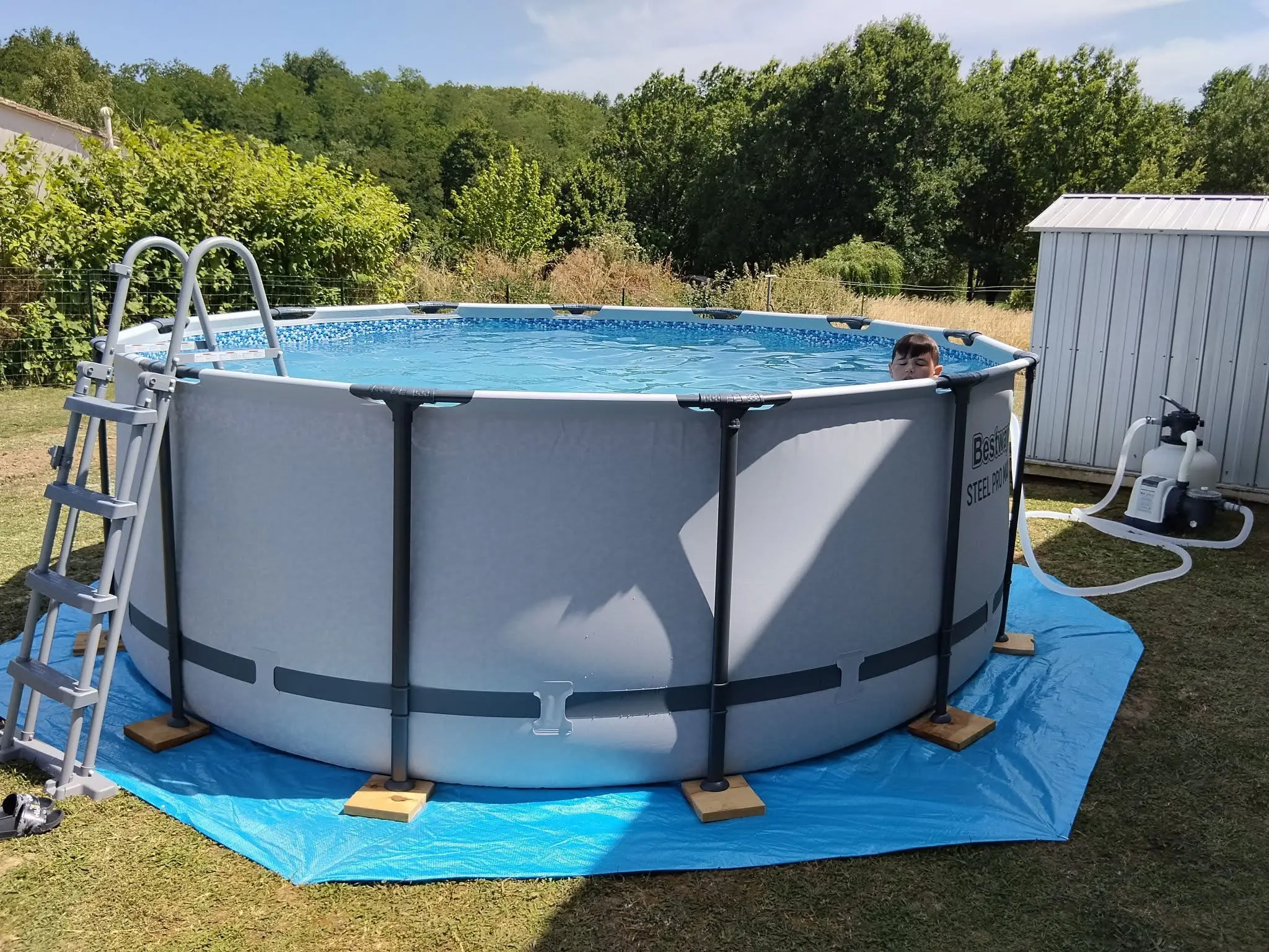 Bestway Steel Pro MAX 12ft. Round 48 in. Deep Above Ground frame Pool Set