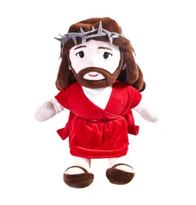 Finding Jesus 4 Mode Calming Sleep Doll with Red Robe Crown of Thorns Soothing Breath Sounds for Better Sleep Christmas Gift Plush Toy