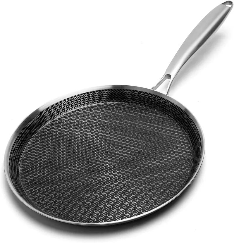 Innerwell 11" Honeycomb Stainless Steel Frying Pan for Perfect Pizza Omelettes & Pancakes All-in-One Kitchen Hero Easy Clean Durable
