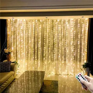 USB Powered LED Lights for Bedroom, 1 Count Decorative Atmosphere Lamp, Cozy Lighting, 300LEDs Curtain LED Light, 8 Modes Wall Mounted Flashing Light with Remote Control for Indoor & Outdoor Wedding Party Background Decoration