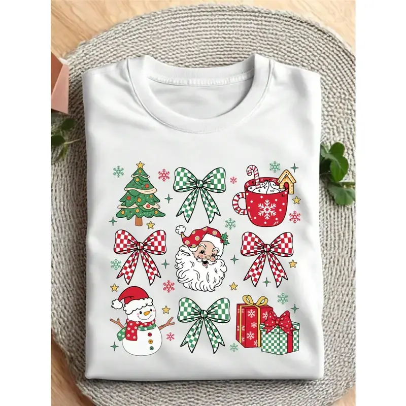 Christmas Season T-Shirt, Christmas Vibes Women Shirts, Coquette Christmas Tee, Christmas Santa Gift, Christmas Bow Matching Shirts, Christmas Lights Tees.