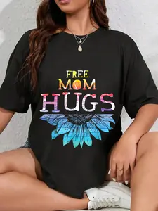 100% Cotton Free Mom Hugs - LGBT LGBTQ Pride - Rainbow Sunflower Gift T-Shirt