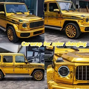 30cm X 152cm Electroplated Aurora Gold Vinyl Film, Super Bright Self-Adhesive Car Sticker, Air Release Technology, DIY Application