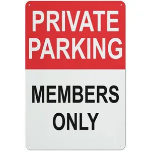 Private Parking Members Only Sign Sign, 8 X 12 Grade Reflective Sheeting Rust Free Aluminum, Weather Resistant, Waterproof, Easy To Mount