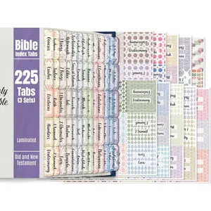 Tabs, Old &  Testament, 3 Sets, 225- Christian  Journaling Adhesive Tabs (Harmonious Themed Backgrounds)