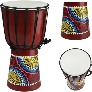Djembe Drum, 6.5'' x 12''Carved Mahogany  Drums with Goatskin Drumhead, West  Styled Professional Djembe Hand Drum Musical Instruments for Adults Beginners