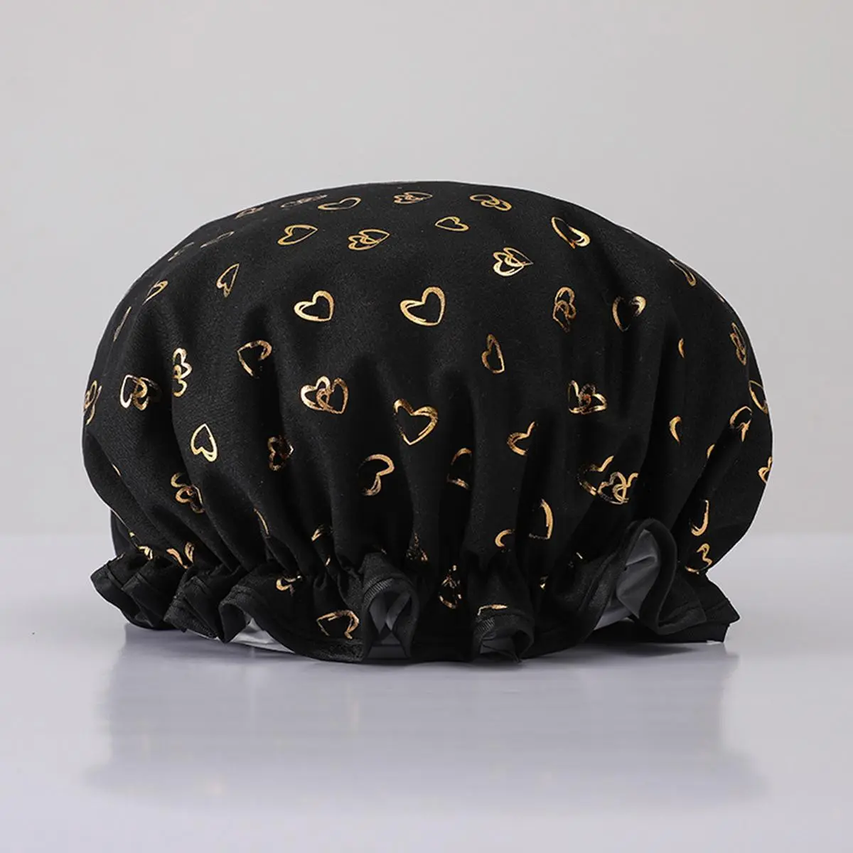 Double Layer Bathing Cap, 1 Count Heart Pattern Waterproof Shower Cap for Women & Girls, Bathroom Supplies for Home Use, Shower Essentials, Bathroom Accessory, Home Goods