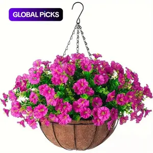 Artificial Glycine Petunias Blue Set 1/2 piece, suitable for balconies, summer pavilions and spring-summer porch decorations with UV-resistant artificial flowers Artificial Hanging Flowers #GLOBAL PICKS
