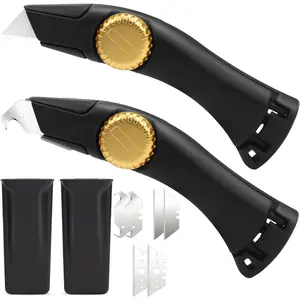 2PCS Black Fixed Blade Roofing Knife, Heavy Duty Utility Knife for Drywall, Vinyl, Carpet Cutting, Metal Roofing Tools with Portable Storage Sheath, Replacement Blades, Navajas para RoofingQuesear