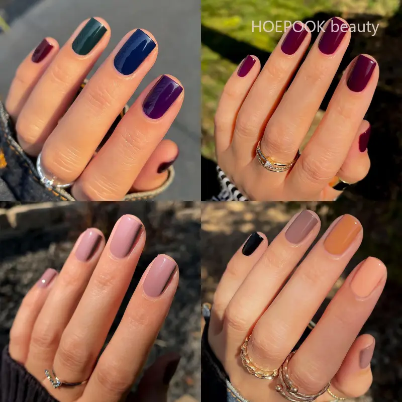 24pcs Short Solid Color Glossy Press on Nails Tips Simple Fashion Morandi Color Fake Nails Art Removable Artificial False Nails