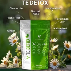 VitalHealth TE DETOX Organic Herbal Tea for 1 Week Supports Concentration Digestive System & Immune Svstem Detoxifies Energizes US Product Sugar Free Vegan Natural Ingredients
