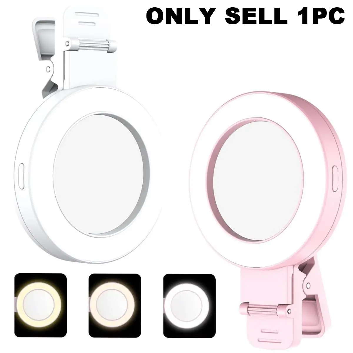 Portable Selfie Ring Light Clip with Mirror, 180° Rotatable Selfie Fill Light Clip, Selfie Accessories for iPhone Android Smartphone Live Streaming, Camera Phone Accessories, Cell Phone Accessories, Cellphone Accessories, Led Ringlight