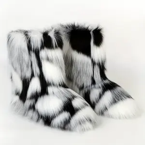 Women's Boots Furry Fuzzy Snow Boots Fluffy Winter Boots Warm Cold Proof Comfortable Mid-Calf Boots