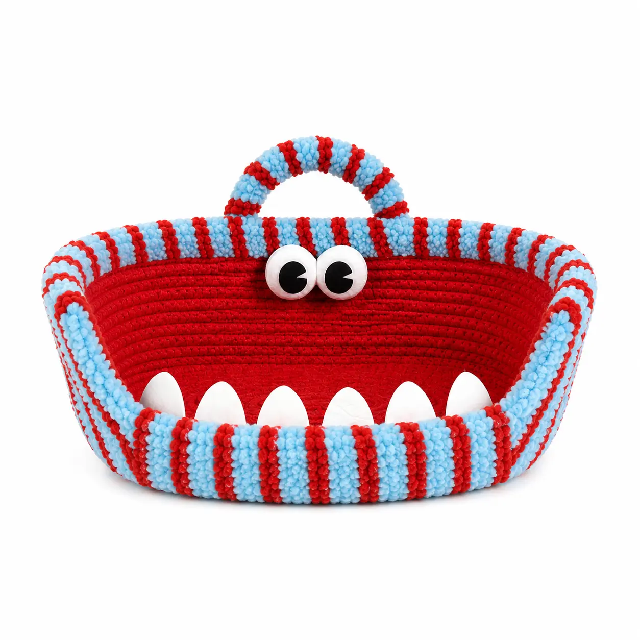 Cute Monster Woven Storage Basket with Handle, Small Organizer for Remotes, Toys, Snacks & Everyday Essentials