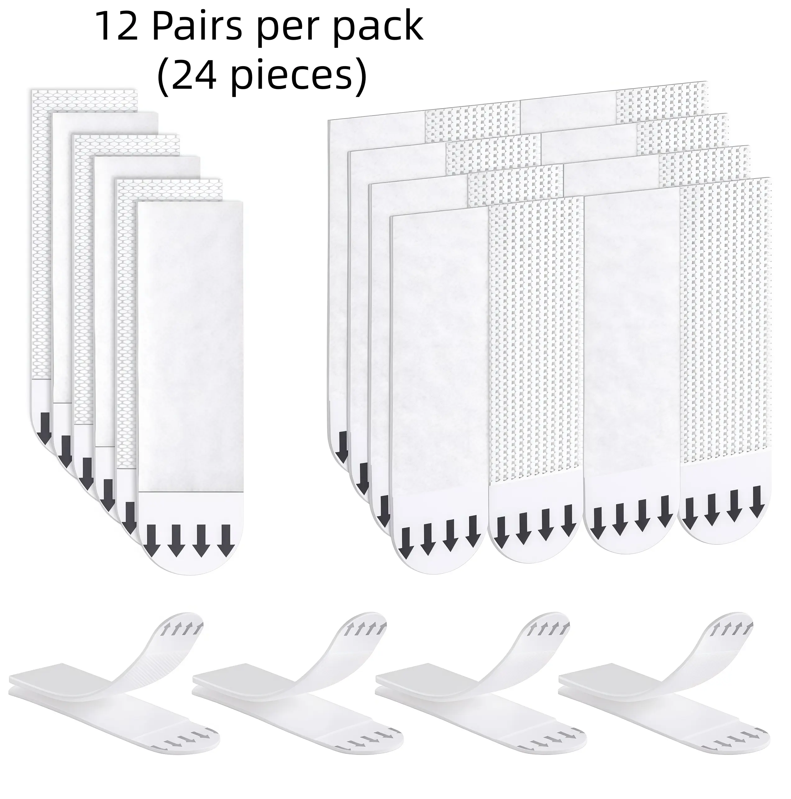 Heavy-Duty Double-Sided Sticky Velcro Hook-and-Loop Strips, 12 Pairs Reusable Self-Adhesive Mounting Tape for Indoor Tile Walls, Cable Management - Home Improvement DIY Hacks Essential