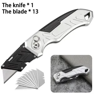 Knife Holder with Detachable & Replaceable Blades, Lightweight Aluminum Handle, Red Styles, Perfect for Daily Use