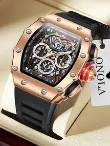 Men’s Sports Analog Quartz Watch, 3atm Waterproof Design, Silicon Strap & Alloy Case, 44mm Large Dial, All-Season Wear