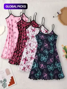 Women's All Over Print Sleeveless Cami Nightdress, Casual Soft Comfortable Spaghetti Strap Nightgown for All Seasons, Lady's Sleepwear for Indoor Wear, Breathable Sleep Dress