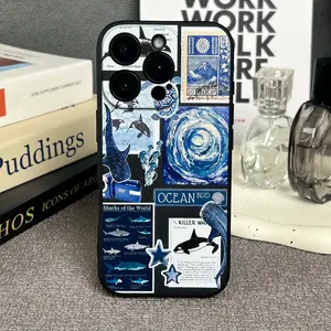 Stylish Ocean Blue Case for iPhone 11/11 Pro/11 ProMax, 12/12 Mini/12 Pro/12 ProMax 13/13 Mini/13 Pro/13 ProMax 14/14 Plus/14 Pro/14 ProMax 15/15 Plus/15 Pro/15 ProMax 16/16 Plus/16Pro/16 Pro Max Shockproof Hot Selling Phone Case