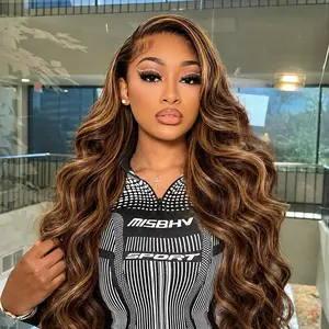 Yilike Highlight Ombre Lace Front Wig Human Hair 13x6 HD Honey Blonde 4/27 Body Wave Lace Frontal Wigs 180% Density Glueless Wigs Human Hair for Black Women