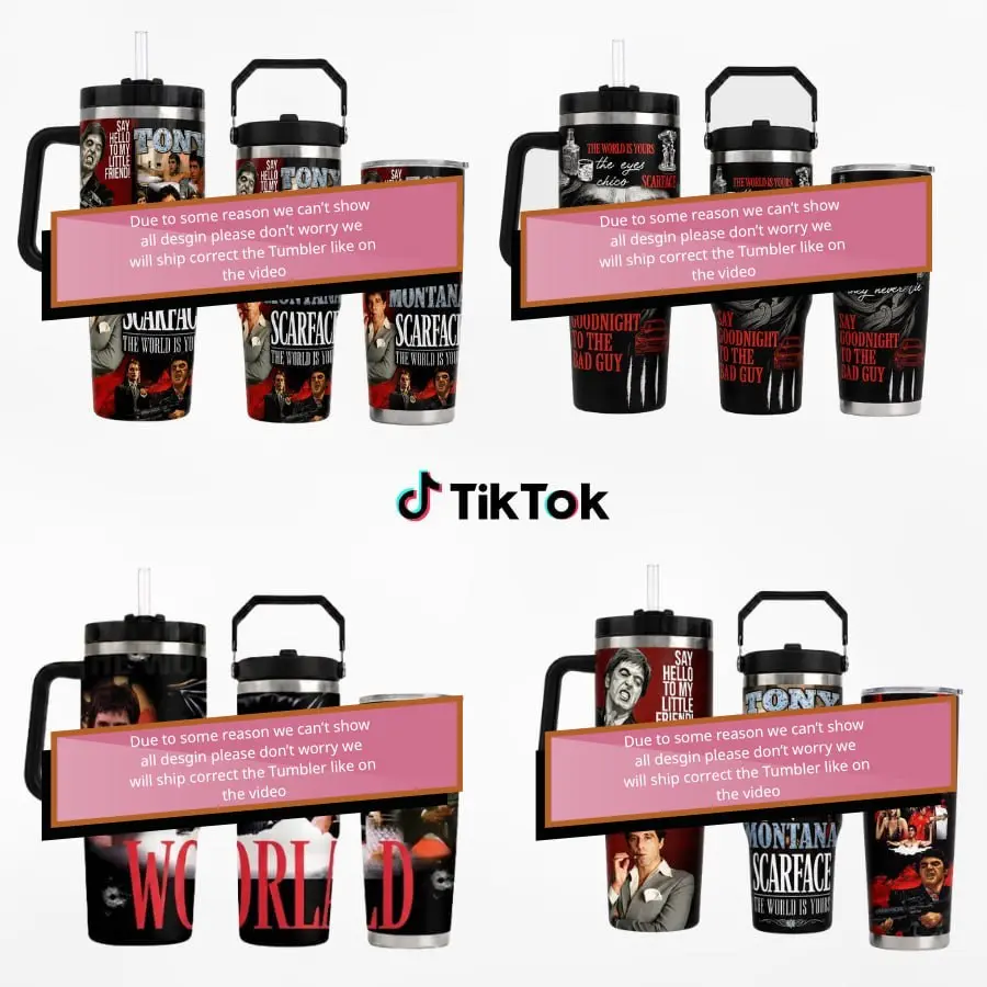 Vintage Gangster Movie Tumbler, Black Red Crime Film Style Travel Cup, 20oz 30oz 40oz Movie Lover Gift