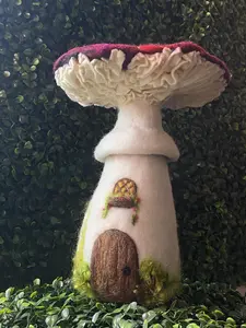 Hand Needle Felted Mushroom Fairy Home Soft Fine Art Sculpture