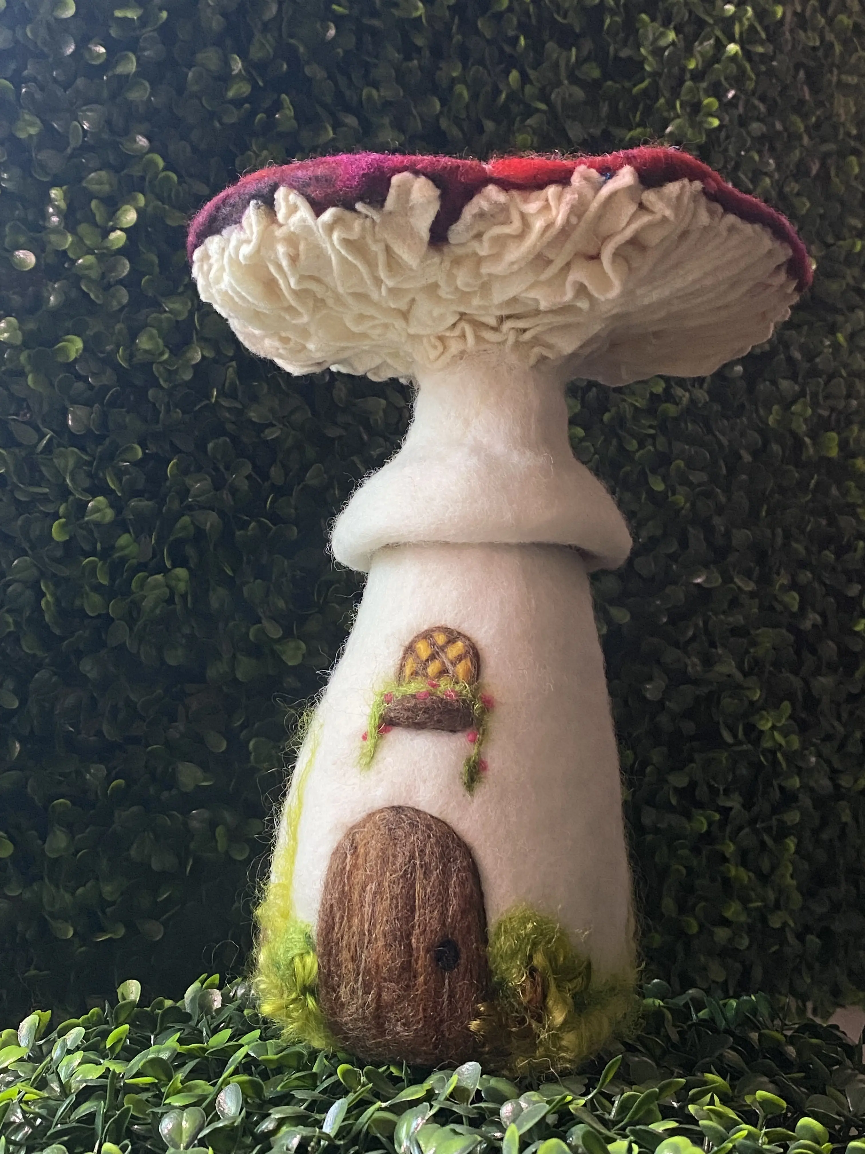 Hand Needle Felted Mushroom Fairy Home Soft Fine Art Sculpture