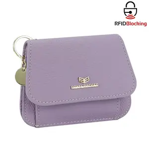 Royal Bagger Genuine Cow Leather Women's RFID Short Wallet Slim Fashion Card Holder Clutch with Key Ring and Coin Pocket 2443