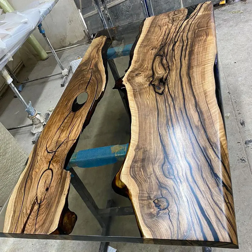 [OST104] Olive Wood Epoxy Table custom epoxy river slab table, Executive Desk, Custom Large Epoxy River Table, Solid Wood Slabs Table, Large Computer Office Desk Workstation, Business Furniture for Home Office (ERT24010)