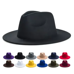 Spot goods Vintage Tweed Wide Brim Felt Fedora Hat For Men, Men's Accessories