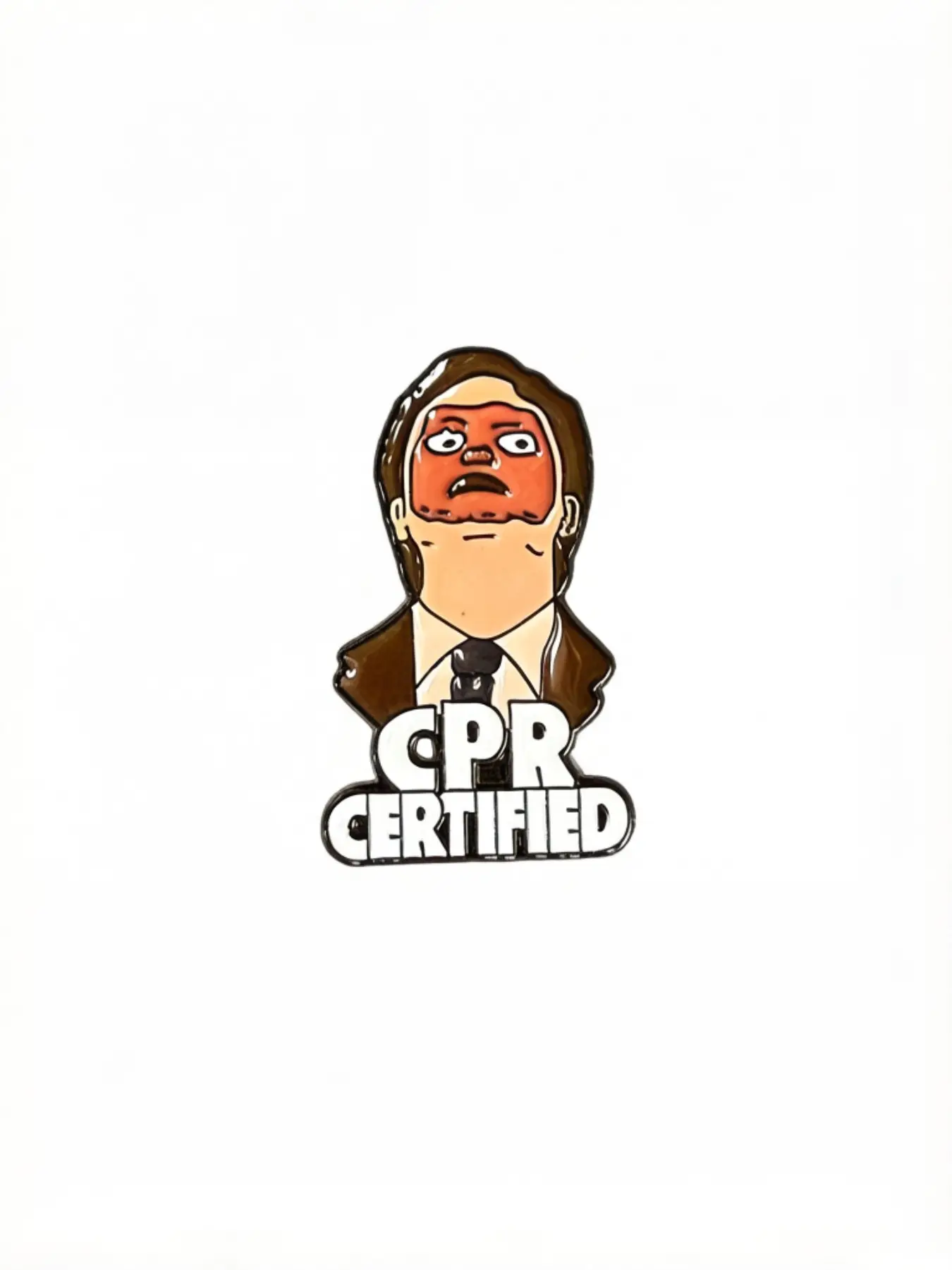 Office Dwight Cpr Certification Fun Enamel Badge, Backpack Decoration Pin, Alloy Brooch Pin, Unique Gift Idea, Durable Design, Perfect for Office Lovers, Practical Accessory, Office Memorabilia, Brooches