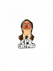 Office Dwight Cpr Certification Fun Enamel Badge, Backpack Decoration Pin, Alloy Brooch Pin, Unique Gift Idea, Durable Design, Perfect for Office Lovers, Practical Accessory, Office Memorabilia, Brooches
