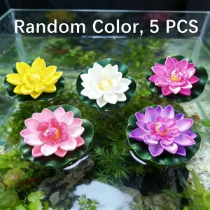 5-Pack Artificial Lotus Flowers, Floating Fake Water Lilies, Aquarium Pond Decor, Random Colors, Pool Surface Decoration