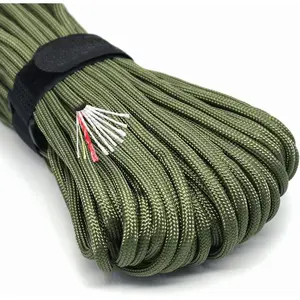 Paracord Parachute Fire Cord  Ropes Red Tinder Cord PE Fishing Line  Thread 7 Strands Outdoor 20, 25, 100