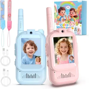 Video Walkie Talkies for Kids, Gift Handheld Rechargeable Video Intercom Kids Walkie Talkies, Indoor Outdoor Toys for Family Games, Outside, Camping, Hiking for Boys Girls Ages 3-12 (Blue/Pink)