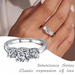 Popular Three Lives Three Worlds Diamond Ring 1 Carat Band Ring for Women, Simple, Fashionable, Versatile, with a High-End Feel