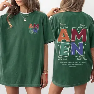 AMEN Acrostic Acid Wash Back Print Christian Streetwear Prayer Easter Tee T-Shirt