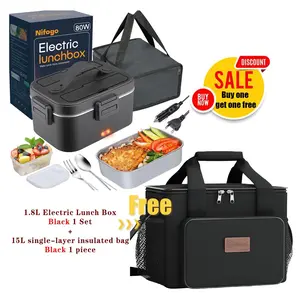 Nifogo New Year Home Decor Day Combo Electric Heating Lunch Box +Insulated Lunch Bag Special Offer for Work Travel