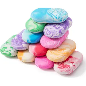 Marble Pencil Erasers, 12 Pack, 1" x 2", Soft Rubber Erasers for School, Office, Art Sketching, Homework, Exams, Clean Smudge-Free Correction