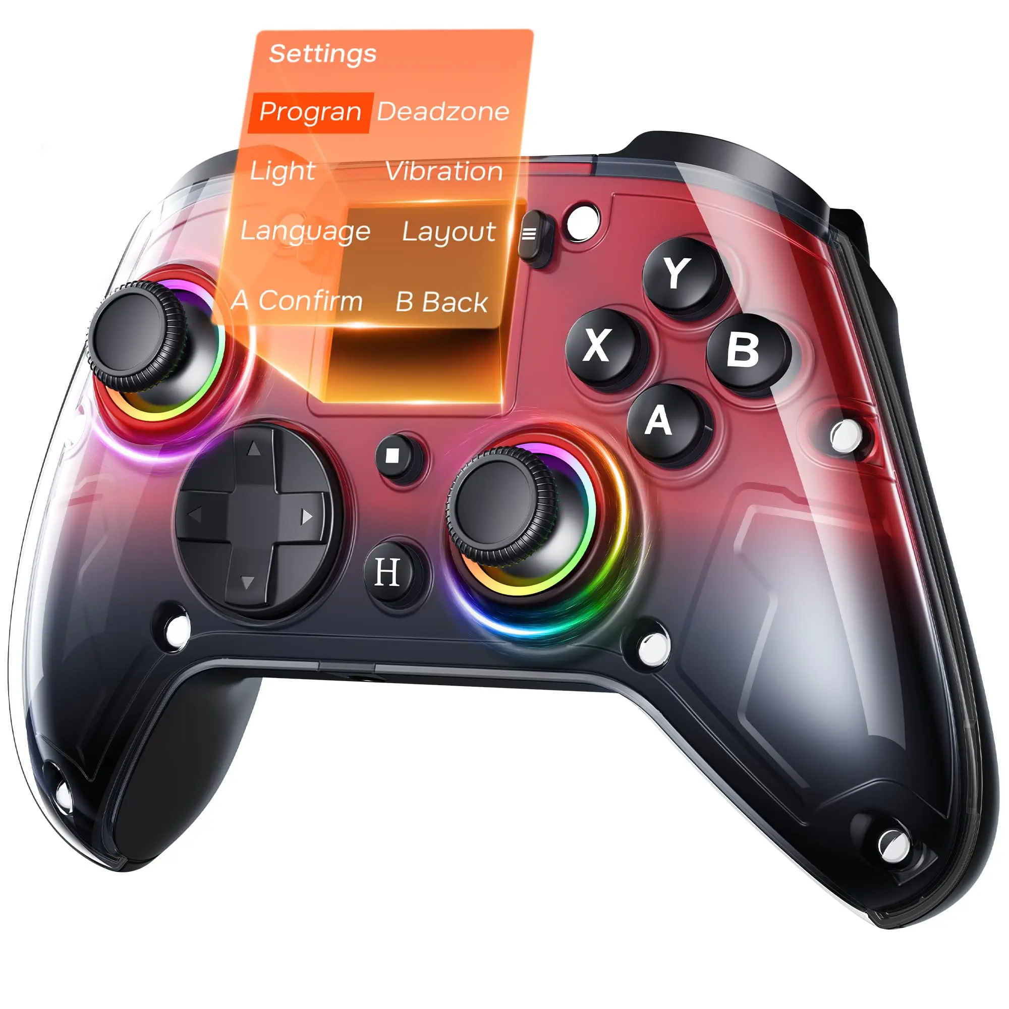 G7 Wireless Gaming Controller With Interactive Screen  1000hz Polling Rate Hall Joysticks & Triggers 4 Buttons Compatible Pc Ps4 Ios Android Red