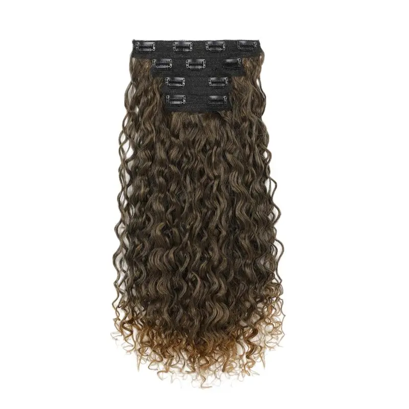 Clip in Hair Extensions - 4PC 100% Pure Protein Si Hair Extensions Long Soft Natural Hairpiece 20 Ih Curly Hair Extension for Women
