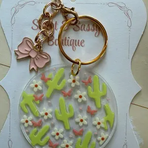 Cute Cactus bow Keychain