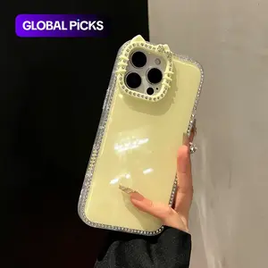High-Value Double-Sided Diamond Cat Ear Phone Case Accessories For iPhone 17, 16, 15, 14, 13, 12 Pro Max Plus with Glitter Protection #GLOBAL PICKS