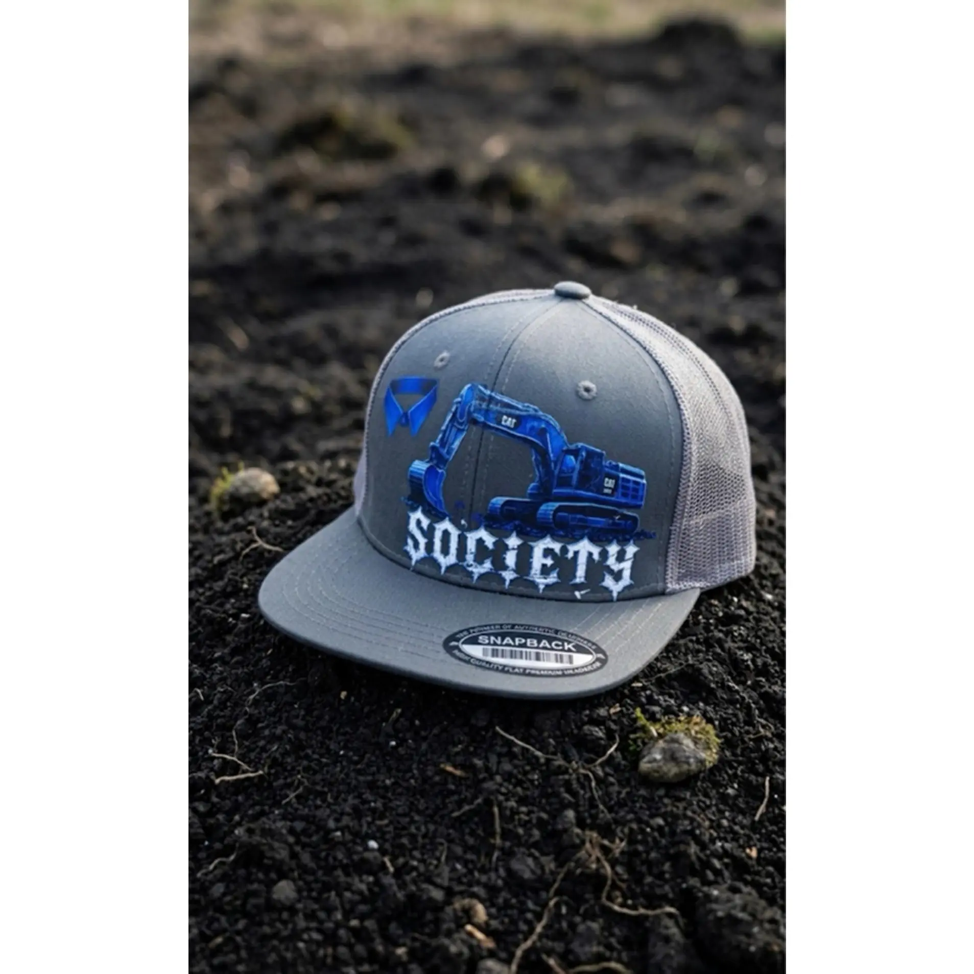 Blue collar apparel Gray One Size Fits All Hat with Blue Excavator Design 24.99