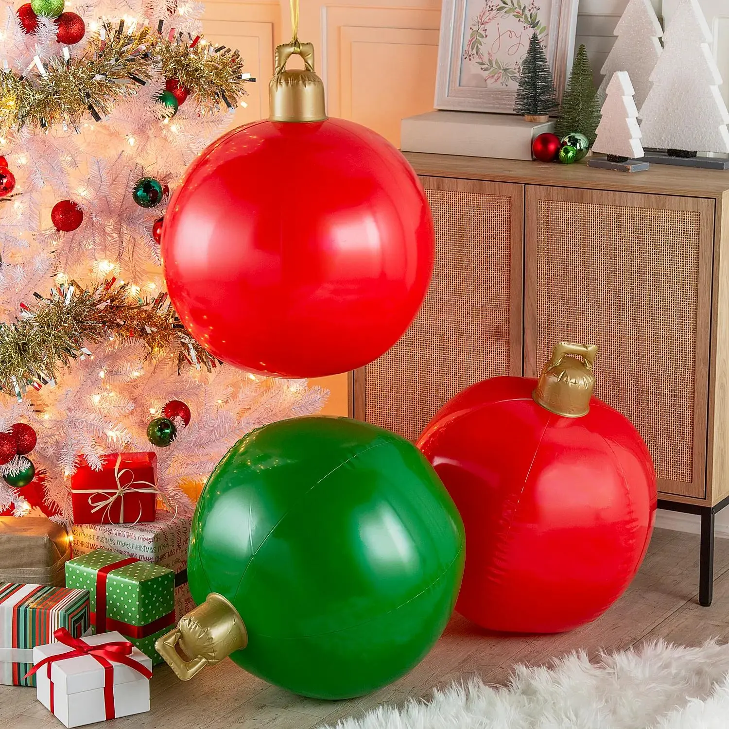 21" x 24 1/2" Large Inflatable Hanging Ball-Shaped Ornaments - 6 Pc., Christmas, Party, Photo