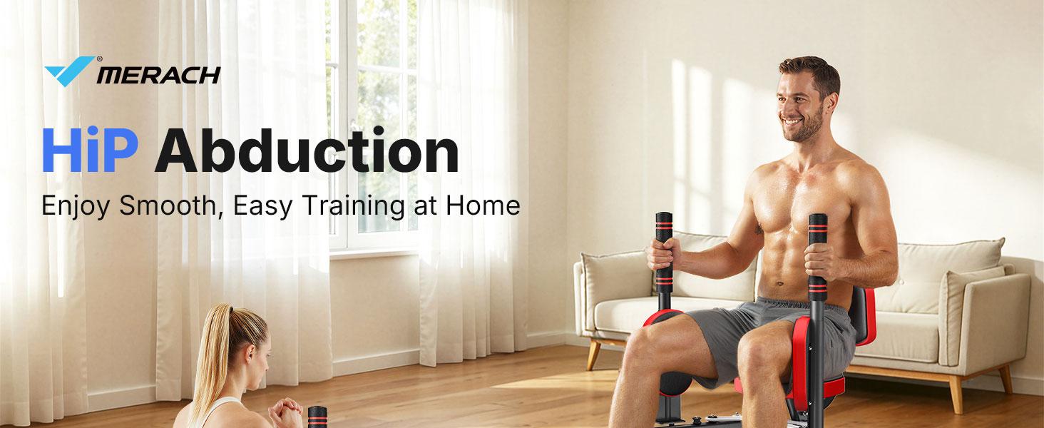 Merach Hip Abductor Machine for Home Gym, Upper Back Exerciser, Adjustable Glute Trainer, Thigh Workout Equipment for Hip Sculpting & Butt Lifting SpringStatements