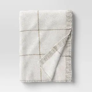 Windowpane Boucle Throw Blanket Cream/Neutral - Threshold Windowpane Boucle Throw Blanket Cream/Neutral - Threshold