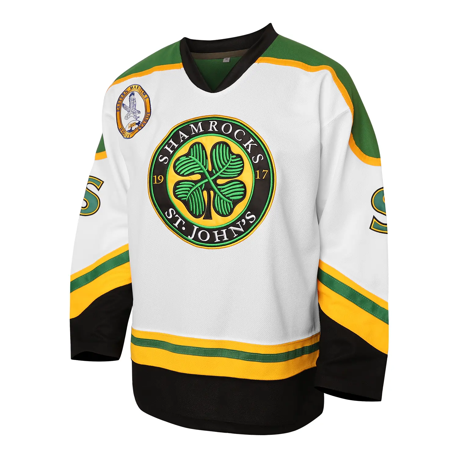 Men's Hockey Jersey, #3 Rhea Full Embroidered Stitched V-Neck Long Sleeve Shirt, Vintage Movie Hockey Uniform, White Black Green Available, Casual Streetwear Unisex Party Wear